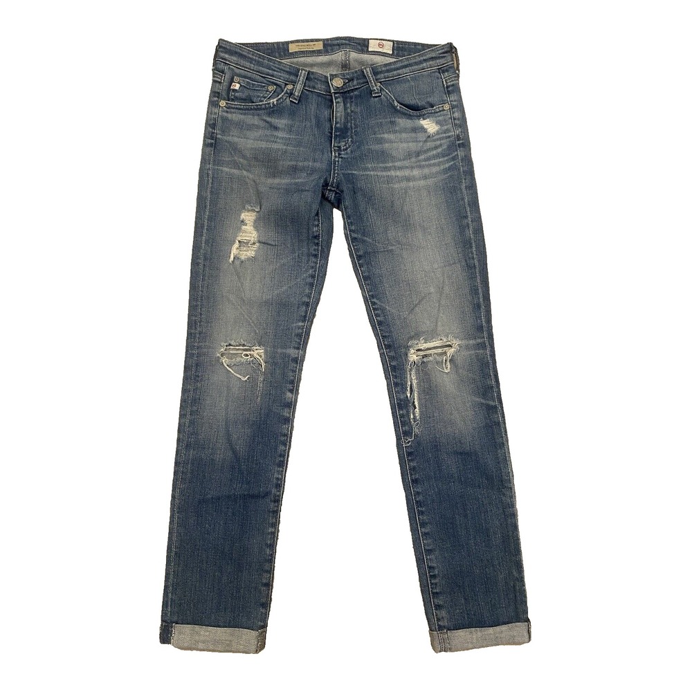 AG Adriano Goldschmied The Stilt Roll Up Cigarette Jeans Medium Wash 26